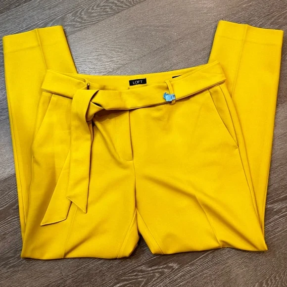 LOFT Yellow Tie-Waist Pants - Picture 4 of 6